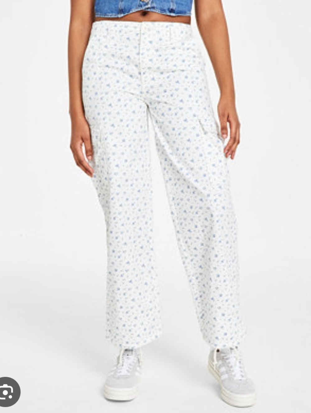 Levi's White Cargo Pants with Light Blue Floral Print